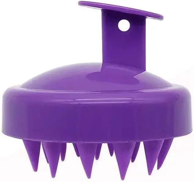 Silicone Massage Brush Shampoo Head Scalp Massager Washing Comb Hair Body Shower Massage Brush Bath Spa Bathroom Accessories (Purple)