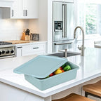 Cand 13 L Commercial Bus Tub with Lid, 3-Pack Plastic Wash Tub Basin, Mint Green