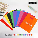 Plastic Party Favor Small Gift Bags, 100 PCS 6" x 8" Goodie Bags for Kids, Candy Treat Pouches Bulk with Handle for Kids' Birthday Party, Thanksgiving, Christmas, Halloween, 10 Colors