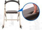 Two-Button Folding Walker with Wheels and Soft Seat Mobility Rolling Walker for Seniors and Adults Max Load Capacity 300lbs