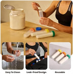 Protein Powder Travel Container Set 12 Pack – 8x50ml & 4x100ml Leak Proof Reusable Supplement Powder Container to Go with Funnel & Labels, Portable Gym Protein Storage for Fitness, Work, Travel