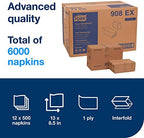 Tork Xpressnap Natural Environmental Print Dispenser Napkin N4, Recycled 1-ply, 8.5" x 13", 12 x 500 napkins, 908EX
