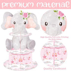 Elephant Cupcake Stand 3-Tier Pink Elephant Cake Cupcake Holder Elephant Baby Shower Decoration for Girls Elephant Theme Birthday Party Baby Shower Party Supplies