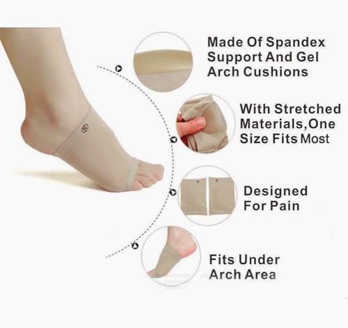 Silicone Gel Arch Support Sleeve - Pronation Orthotics Flat Feet Pad Insole, Comfort Massage Shock Absorption Cushions, for Plantar Fasciitis Heel Spur Arch Pain Relief
