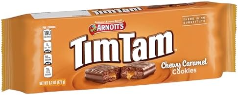 Arnott's Tim Tam Milk Chocolatey Cookie 6.2oz (175 Grams), Chewy Caramel Flavour, 4 packs, Authentic Imported