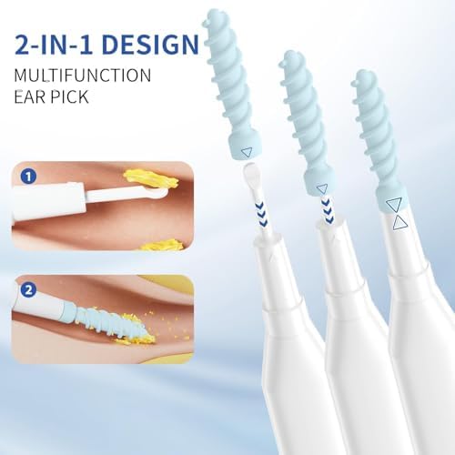 Ear Wax Removal Tool, Multifunctional Spiral Ear Cleaner, Q Grips Earwax Cleaning Tool with 9 Replacement Tips, Washable Ear Wax Removal Kit for Deep Cleaning Ear Picks