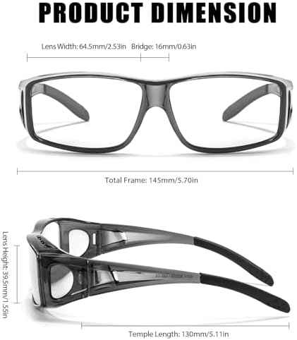 LVIOE Fit Over Blue Light Blocking Glasses and Computer Eyewear- Wear Over Prescription Glasses/Reading Glasses/RX Glasses
