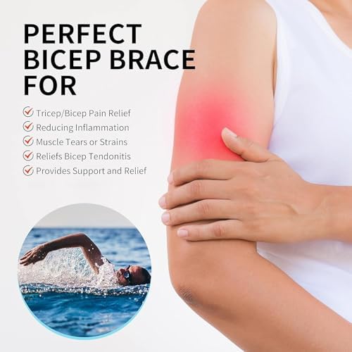 FEATOL Bicep Tendonitis Brace Compression Sleeve Support, Upper Arm Brace Tricep Bicep Support Bands for Men and Women, Arm Wrap Pain Relief for Muscle Strains and Inflammation(Black, Medium)