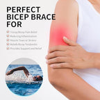FEATOL Bicep Tendonitis Brace Compression Sleeve Support, Upper Arm Brace Tricep Bicep Support Bands for Men and Women, Arm Wrap Pain Relief for Muscle Strains and Inflammation(Black, Medium)