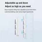 Electric Body Bath Brush, Wall-Mounted Bathing Brush with Three Spin Skin Bath Brush Heads, 33CM Rechargeable Diameter Spinning Skin Brush, 64 cm Adjustable Up and Down, for Shower, Deep Cleansing.