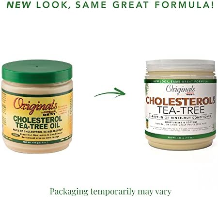 Originals by Africa's Best Cholesterol Tea Tree Oil, Rinse-Out Plus Leave in Conditioner, Repair and Revitalize Damaged, Dry, Overprocessed Hair, 15 oz