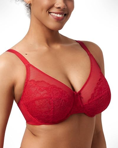 HSIA Minimizer Bras for Women Enchante Full Coverage Underwire Bras Plus Size Lifting Floral Lace Bra for Heavy Breast