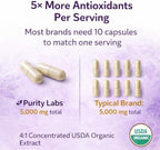 Purity Labs Trans-Resveratrol Supplement 5,000 mg Equivalent per Serving with Quercetin, USDA Organic High Potency Antioxidant, Vegan Capsules, 90 Count