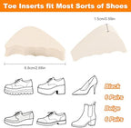 12 Pairs Shoe Inserts for Shoes Too Big, Adjustable Toe Filler Inserts with Ergonomics Design, Reusable Sponge Shoe Size Reducer for Women Men Casual Sports High Heels Boots (Black & Beige)
