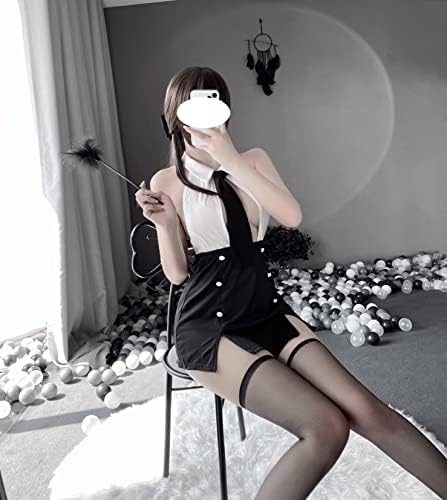 SINGUYUN Women's Office Secretary Uniform Sexy Teacher Costume Cosplay Lingerie With Socks (2489White Black)