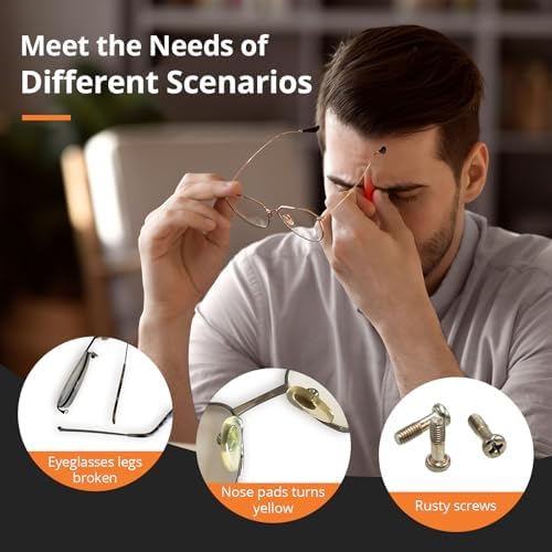 JOREST Eyeglass Repair Kit, Sunglasses/Glasses Repair Tool including Small Screws, Nose Pads and Screwdrivers, Glasses Fixing Kit; Christmas gift for people who wear glasses(Men/Women Adults Him/Her)