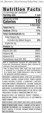 Monster Energy Ultra Fantasy Ruby Red, Sugar Free Energy Drink, 16 Ounce | Pack of 15