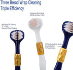 6 Pcs 3-Sided Toothbrush,Adult Toothbrushes,Soft Brushed 3-Sided Cleaning Toothbrush (Dark Blue-White)