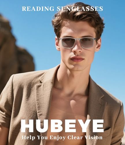 Hubeye Photochromic Progressive Reading Glasses for Men and Women Ultralight Flexible Anti-Blue Light Readers（Clear+Black+Orange，+1.5）