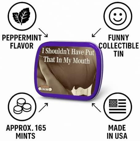 I Shouldn’t Have Put That In My Mouth Mints - Funny Peppermint Tin for Fresh Breath - Hilarious Gag Gift, Stocking Stuffer, White Elephant, Office & Party Favor - 3 oz Reality Mints