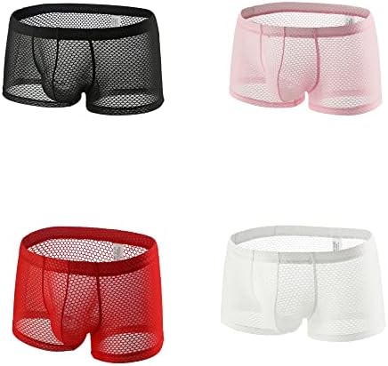 BaronHong Men's Mesh Sexy Boxer Briefs Breathable Underwear Low Rise Bulge Pouch Underwear