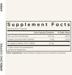 Amen Zinc & Copper Supplement + Probiotics, 3 Months Supply, One Per Day - 50 mg Zinc Picolinate Vitamin Pills - Essential Minerals Supplements – 2 Billion CFUs Probiotic – Vegan, Non-GMO, 90 Capsules