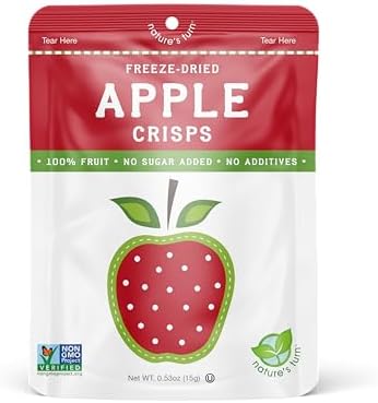 Nature's Turn Freeze-Dried Fruit Crisps – Healthy, Gluten-Free, Plant-Based, Crispy & Delicious Snack – Ideal for Cereal, & School On-the-Go Snacks – Apple Crisps, 12 Bags (0.53 oz Each)