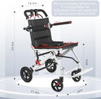 Compact Ultra-Lightweight Portable Transport Wheelchair Foldable Travel Wheelchairs with Handbrake for Adults and Seniors（White）