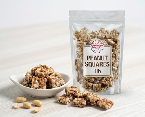 Peanut Squares - 1 lb of Fresh Sweet Crunchy Delicious Roasted Bite Size Snack