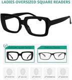 Eyekepper 4 Pack Stylish Reading Glasses Women - Oversized Square Readers Black +2.00