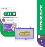 GUM Orthodontic Wax for Braces and Dental Devices - Soothing Dental Wax with Vitamin E and Aloe Vera - Clear Color - Unflavored (Pack of 6)