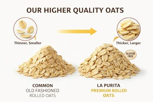 La Purita 100% Gluten Free Old Fashioned Rolled Oats, 53 oz - Non-GMO Whole Grain Oatmeal, High-Fiber, Nutrient-Rich, Perfect for Porridge, Baking & Smoothies