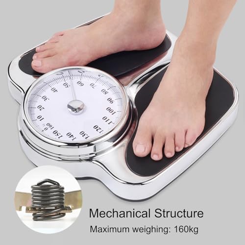 Mechanical Weight Scale, Mechanical Bathroom Scale, No Batteries Required, with Easy to Read Measurements, Weigh Up to 160Kg, for Home,Office,Dorm Scales