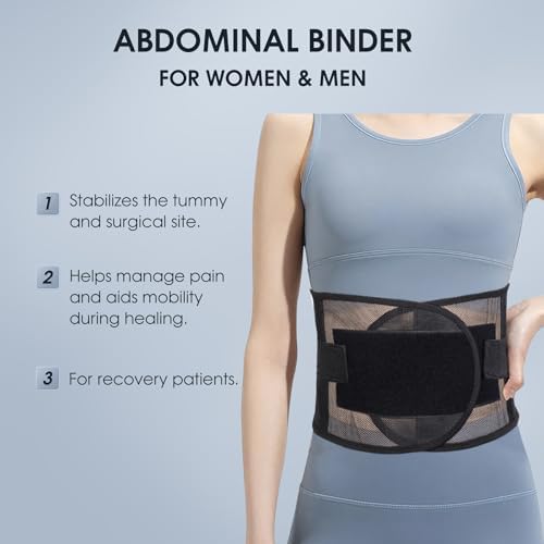 Umbilical Hernia Belt, Elastic Abdominal Binder Lower Waist Support Belt, Post Surgery Postpartum Belly Band Belly Wrap Hernia Belt Stomach Compression Wrap for Men and Women (Medium)