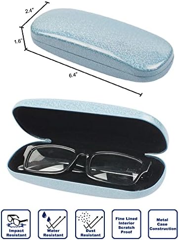 JAVOedge [4 PACK / 3 PACK], Printed Pattern Durable Hard Clamshell Eyeglass Case with Bonus Microfiber Cloth