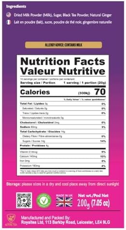 Royal Chai | Ginger Chai Sweetened | 10 Count Single Box | All Natural, No Preservatives | Premium Instant Tea | Made in the UK