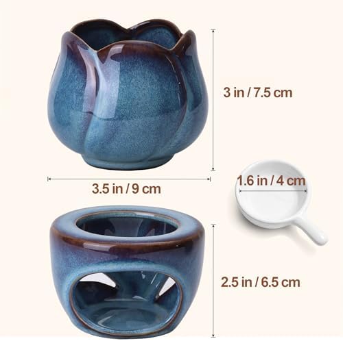 ComSaf Essential Oil Burner for Scented Oil, Ceramic Aromatherapy Aroma Oil Candle Diffuser, Tea Light Wax Melt Warmer, Essential Oil Burner with Tealight Candle Holder Home Decor Housewarming Gift