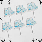 Ice Skating Cupcake Toppers 18-Piece Snowflake Themed Happy Birthday Decoration, Ice Skating Themed Birthday Party for Boys and Girls, Baby Shower or Kids Retro Ice Skating Party Decoration. SugarGera