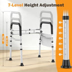 Toilet Safety Rails for Seniors, Adjustable Height & Width Toilet Safety Frame with Handles (350LB Capacity), Elderly Assistance Products for Handicapped, Foldable Toilet Bars Fits Any Toilet