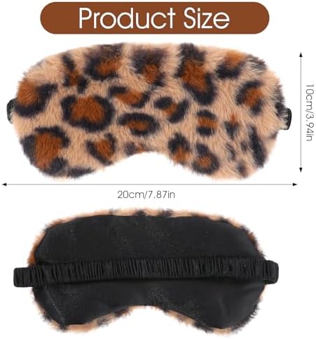 2 Pcs Plush Leopard Eye Mask Soft Sleeping Blindfold Eye Cover Comfortable Furry Faux Fur Sleeping Mask Satin Nap Night Eyeshade Cover for Women Men Gift (Brown, White)