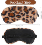 2 Pcs Plush Leopard Eye Mask Soft Sleeping Blindfold Eye Cover Comfortable Furry Faux Fur Sleeping Mask Satin Nap Night Eyeshade Cover for Women Men Gift (Brown, White)