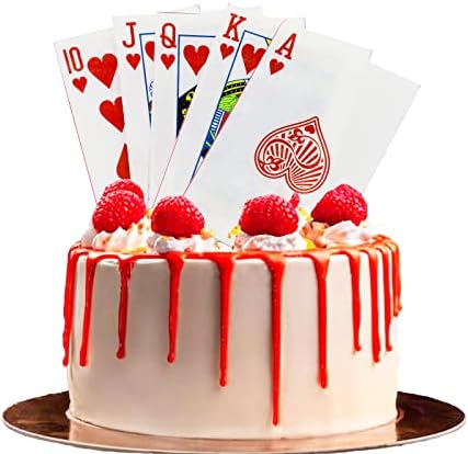 Morofme Edible Poker Cake Toppers 22Pcs Playing Cards Poker Cake Decoration Edible Casino Cupcake Toppers Wafer Playing Card Game Cake Decoration for Vegas Casino Night Party Supplies