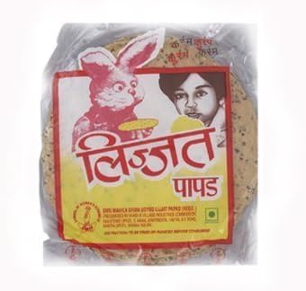 Lijjat Punjabi Indian Papad - Traditional Handmade - 3 packages of 7 oz