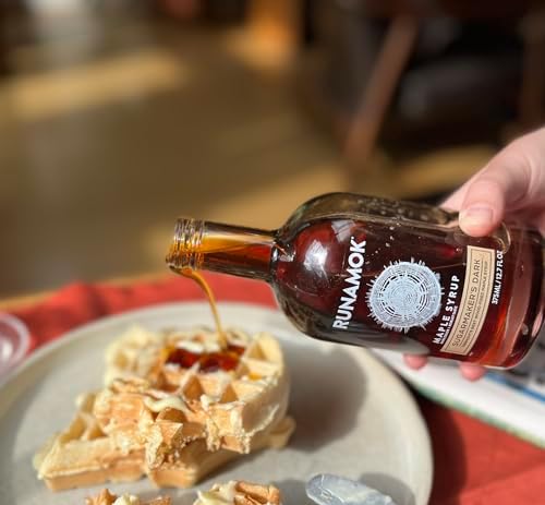 Runamok Maple Syrup Sugarmaker's Dark - Grade A Vermont Maple Syrup, Dark Color, Robust Taste | Pure Wood Fired Maple Syrup & 100% Natural | Classic Breakfast & Pancake Syrup | 12.68 Fl Oz (375mL)