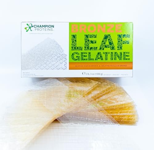 Bronze Leaf Gelatin Sheets, 300 Sheets, 150 Bloom, Champion Leaf Gelatine, 1/KG (2.2/Lbs) [100% USA Owned Family Business]