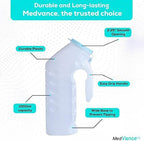 MedVance 1000ml Portable Urinals for Men, 2 Pack – Spill Proof Men's Urinal Bottle w/Glow in Dark & Leak-Proof Lid – Easy-Grip Durable Pee Bottles for Men - Versatile Male Pee Bottle for Elderly Care