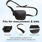 2Pcs 3D Eye Patches for Adults, Adjustable Medical Eyepatch for Lazy Eye, Large Black(Left and Right