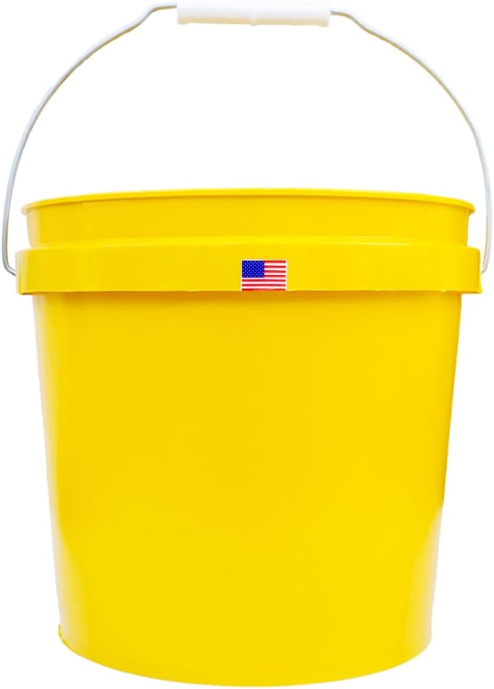 Generic 2 Gallon Bucket with Handle Food Grade Safe BPA Free Yellow Polyethylene Plastic HDPE Heavy Duty Thickened Pail Storage Container FDA Compliance Multi Use All Purposes Premium Quality Buckets