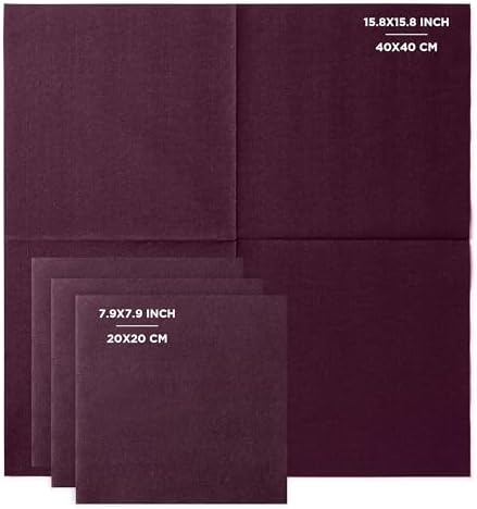 Plum Linen-Feel Dinner Paper Napkins, For Dinners Parties and Catering Supplies, Disposable and Fully Biodegradable Airlaid Napkins, 60 Pack