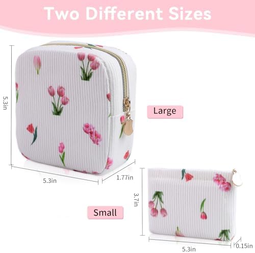 2-Pack Period Bag for Women Girls, Portable Corduroy Sanitary Napkin Storage Bag Period Pouch Small Discreet Menstrual Pouch, Sanitary Pads Bag Period Kits Tampons Holder for First Period